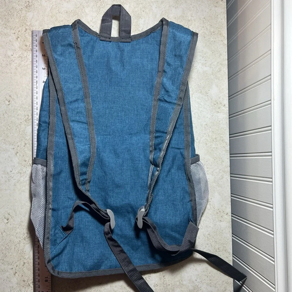 VANAHGIMR Blue Gray Hiking Backpack Lightweight Foldable Fabric Zipper Unisex‎